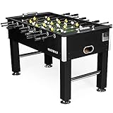 Buckshot Kickertisch 141x77x89 cm - Schwarz Tischfussball mit 2 Bälle - MDF Kabinett -...