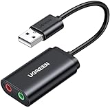UGREEN Externe USB Soundkarte Klinke Adapter für Computer, PS5, PS4, USB Audio Stereo...