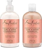 Shea Moisture Coconut & Hibiscus Curl & Shine Shampoo and Conditioner Set W/silk Protein...