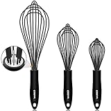 EDDEAS® Schneebesen Set,Silikon-Schneebesen 19cm,23cm,28cm–lebensmittelechte &...