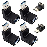 GTIWUNG 4 Stücke USB 3.0 Winkel Adapter - 90° Grad Unten USB Winkelstecker - Kompatibel...