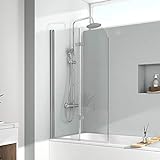 EMKE 110x140cm Duschtrennwand für Badewanne Faltwand Duschabtrennung Badewannenaufsatz...
