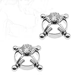 LONGHU4 Fetisch Nippelklemmen mit Schmuckstein Edelstahl Nipple Clamps Einstellbar...