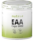 EAA Kapseln vegan & hochdosiert - 360 Mega Caps à 750mg - 8 essenzielle Aminosäuren -...