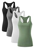 vislivin Workout Tanktops für Damen Racerback Yoga Tanks Basic Sportliche Activewear-4er...