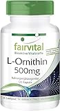 Fairvital | L-Ornithin 500mg - HOCHDOSIERT - Vegan - 120 Kapseln