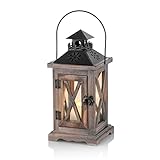 Sziqiqi Laterne Kerzenhalter Vintage Windlicht Laterne Holz Metall Dekorative...