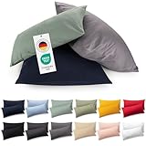 Blumtal Kissenbezug 40 x 80 cm (2er Set Kissenbezüge) - Grau - 100% Baumwoll-Jersey,...