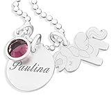 Silberkette Mädchen Einschulung Kette Einhorn Schmuck Gravur Kinderschmuck 925 Silber...