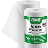 Xabian Wintervlies 50m² (50m x 1m) Rolle 50g/m² Frostschutz für Pflanzen weiß - Sehr...