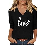 Valentinstags-Damen-Top, Promotion, Sommer, lässig, Liebe, Herzdruck, 3/4-Ärmel,...