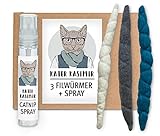 Katzenminze Spray + 3 handgerollte Filzwürmchen aus Schurwolle. Von Hand und mit Liebe in...