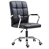 SWIZEE Schreibtischstühle mit Rädern/Armlehnen Moderner PU-Leder-Bürostuhl...