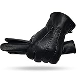 Winter-Herren-Lederhandschuhe, warm, weich, schwarz, Nähdesign, Fäustlinge, imitiert...