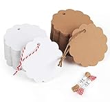 Sweelov 200stk Kraftpapier Anhänger Etiketten Geschenkanhänger 6 * 6cm mit Jute Schnur...