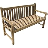 Ambientehome Massive Teakbank 3-Sitzer 150 cm Gartenbank Sitzbank Parkbank Holzbank, Braun