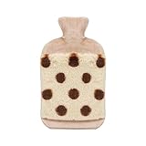 Wärmflasche Braun - Wärmflasche mit Bezug - Wärmflasche Fflauschig mit Kängurutasche -...