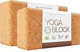 Yoga Block 2er Set Kork - EXTRA Yoga HEFT im Set - 100% Natur Hatha Klotz Nachhaltig -...