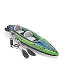 Intex K2 Challenger Kayak 2 Person Inflatable Canoe with Aluminum Oars and Hand Pump