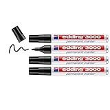 edding 3000 Permanentmarker - schwarz - 4 Stifte - Rund-Spitze 1,5-3 mm - schnell...