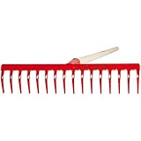 SHW-FIRE 16-Zinken Gartenrechen - Breiter Stahlrechen 42cm breit - 150cm mit...