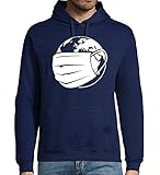 shirt84 Erde mit Mundschutz Männer Kapuzen Hoodie Navy M