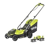 Ryobi Akku-Rasenmäher ONE+ 18 V, 33 cm Schnittbreite, mit 2x4,0 Ah Akku und Ladegerät,...