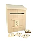 Artemio 14002293 Adventskalender zum Dekorieren Briefkasten Holz 20 x 9,5 x 28 cm