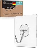 homezy24 Premium 24er Set selbstklebende Haken - klebehaken transparent 180 Grad drehbar...