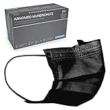 ARNOMED Masken Medizinisch Schwarz 50x, Masken Schwarz Typ IIR, Medizinische Masken...