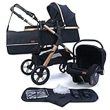 Pixini Kinderwagen Nelio 3in1 Kombikinderwagen, inkl. Babywanne & Buggy & Auto-Babyschale...