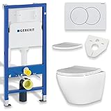 BADLAND WC Set: Geberit Duofix Basic UP 100 Vorwandelement + Wand-WC Desna Weiß +...