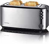 SEVERIN Automatik-Langschlitztoaster, Toaster mit Brötchenaufsatz, hochwertiger Edelstahl...