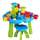 TEMI 3 in 1 Sand Wassertisch Sandspielzeug Kinder 28 Stück Wasserspielzeug Sandkasten...