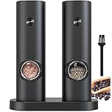 COKUNST Elektrische Salz und Pfeffermühlen Set, Batteriebetrieben Schwarze Pfeffermühle...