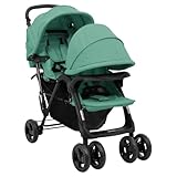 SKM Tandem-Zwillingskinderwagen Grün Stahl,Baby &...