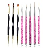 8 Teilig Nägel Pinsel Pinselset, 5 pcs Profi Detail Fine Nails Gel Nails Rosa Brush, 3...