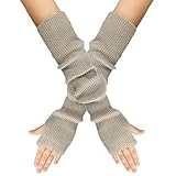 callmo Handschuhe Fingerlose Strickhandschuhe Pulswärmer Damen Armstulpen Gestrickte...