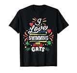 Ich liebe Schwimmen und Katzen Fakten T-Shirt