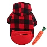 AYZECHANG Hundepullover Hund Warmer Hoodie, Karierte Hundekleidung Mit Taschen (Rot...