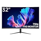 Gawfolk 32 Zoll Curved Computer Monitor, Ultradünner Zero Frame, 75Hz Full HD 1920 x...