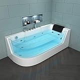 Home Deluxe - Whirlpool Badewanne - CARICA Links weiß mit Heizung und Massage - Maße:...