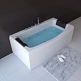 HOME DELUXE - Whirlpool Badewanne - NOOR - weiß mit Handbrause und Massage - ca. 173 x 80...