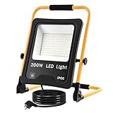 NAIZY LED Baustrahler Arbeitsleuchte 200W 16000LM LED Fluter Floodlight mit 3M Kabel und...