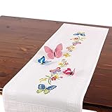 Stickpackung Schmetterlinge, komplettes vorgezeichnetes Kreuzstich Tischdecken Set, Sommer...