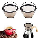 Amfrpar 2 Stücke Kaffeefilter Größe 4 Goldtonfilter Kaffee Dauerfilter Edelstahl 100...