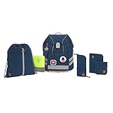 LÄSSIG 7-teiliges Schulranzen Set Kinder/School Set Flexy Unique Navy