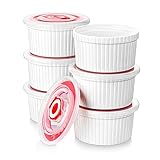 MALACASA, Serie Ramekin, Creme Brulee Schälchen mit Deckel 6er Set, 240ml Souffle...