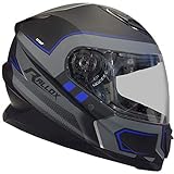 Rallox Helmets Integralhelm 510-3 schwarz/blau RALLOX Motorrad Roller Sturz Helm (XS, S,...