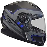 Rallox Helmets Integralhelm 510-3 schwarz/blau RALLOX Motorrad Roller Sturz Helm (XS, S,...